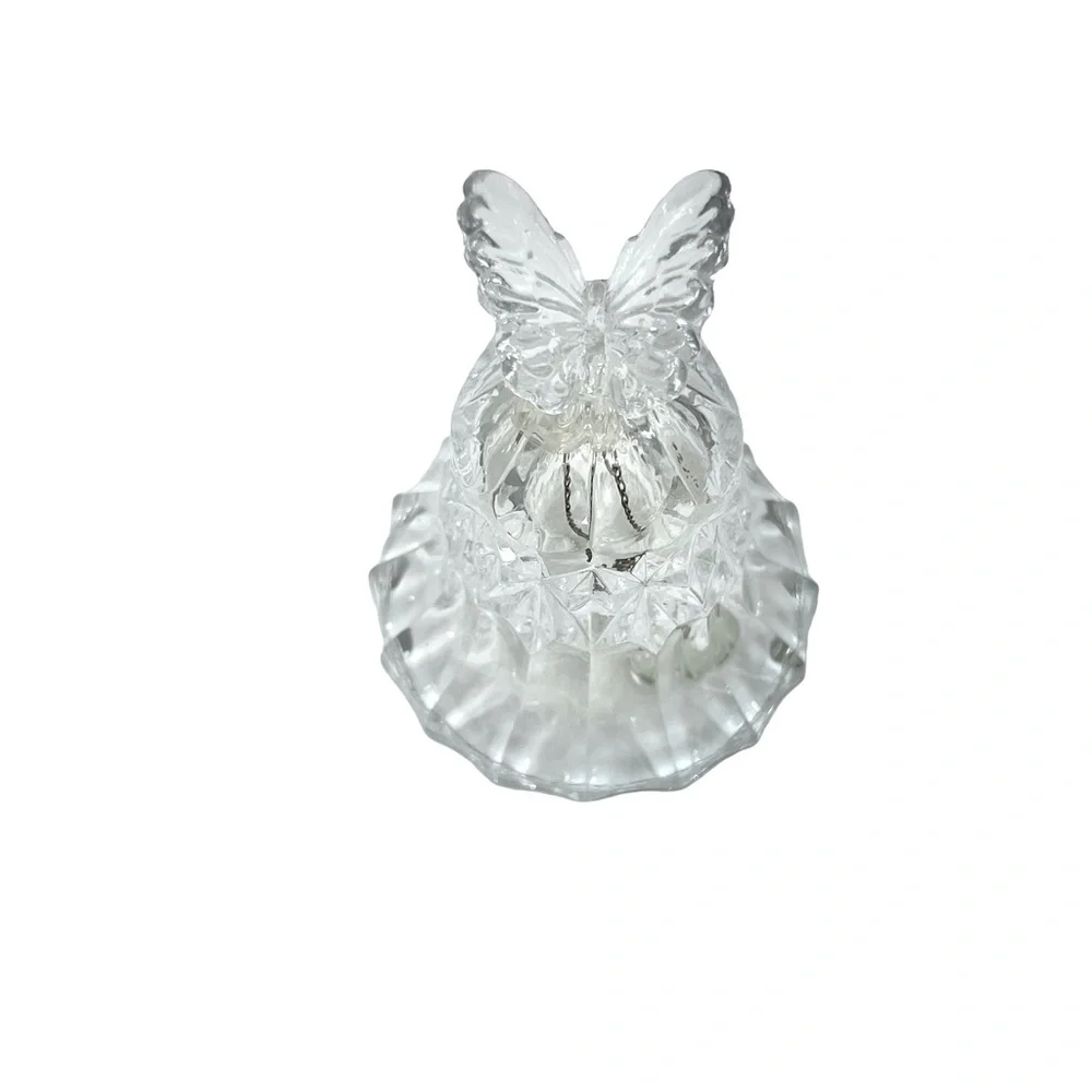 VINTAGE CUT CRYSTAL BELL WITH BUTTERFLY TOP